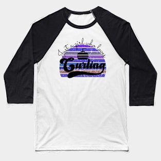 Just a girl who loves Curling-Cute Vintage Baseball T-Shirt